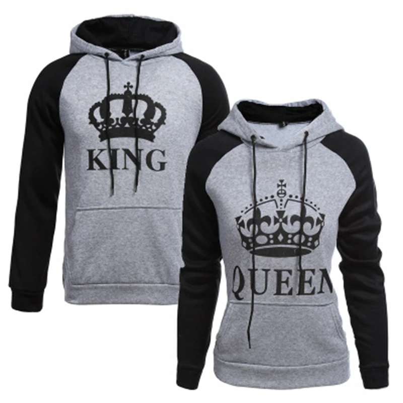 Толстовка с капюшоном King Queen для влюбленных свитшот пар повседневные пуловеры