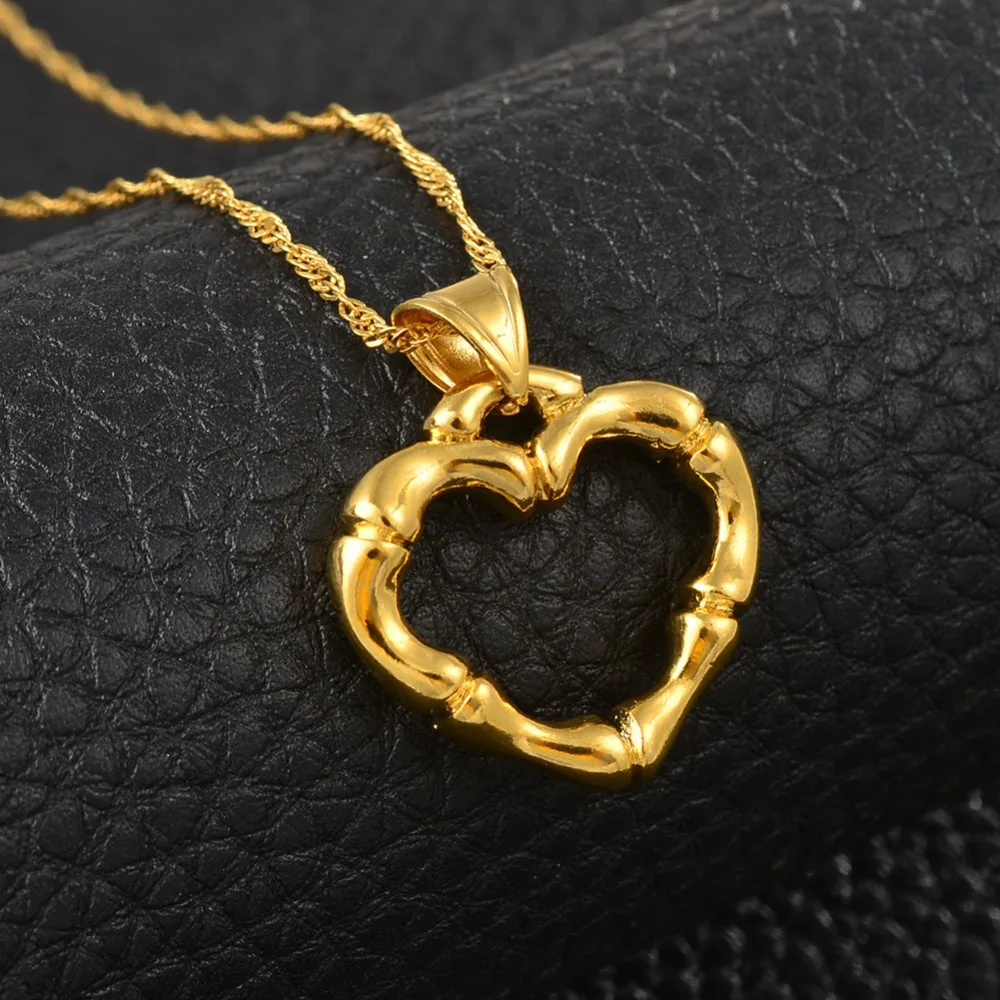 Ожерелье с бамбуковой подвеской в форме сердца для женщин и девушек|Ожерелья