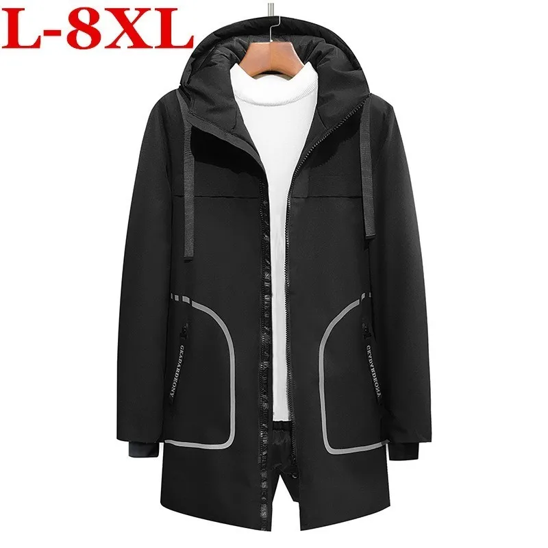 Новинка размера плюс 8XL 7XL 6XL 5XL 4XL XXXL теплая зимняя куртка мужская брендовая одежда длинное толстое пальто Мужская качественная парка с капюшоном для мужчин