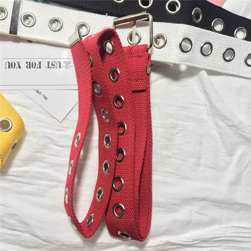 Ceinture Femme корейский стиль Харадзюку цельные универсальные желтые ремни для женщин Модный холщовый ремень с пряжкой