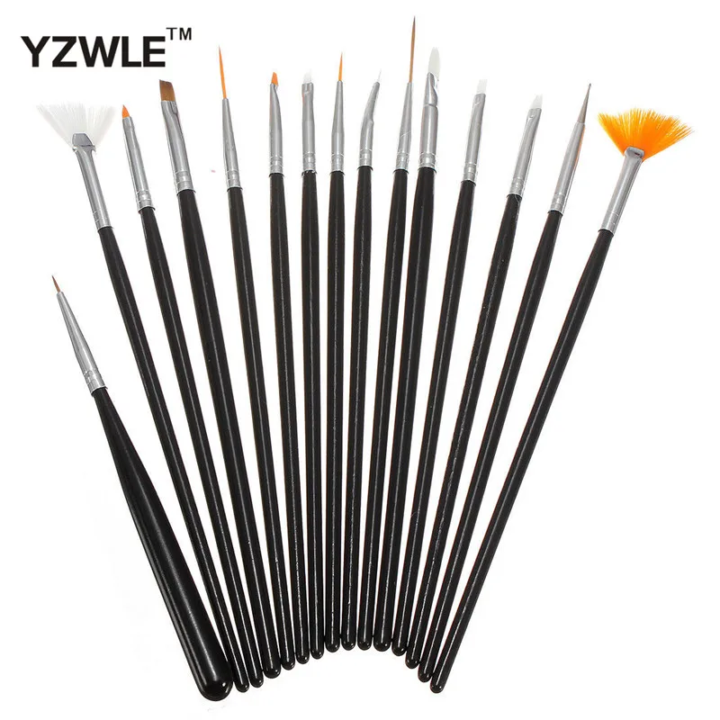 

YZWLE 15PCS/Pack Black Professional Acrylic Nail Painting Drawing Pen,Designed UV Gel False Nails Decoration Tools 34