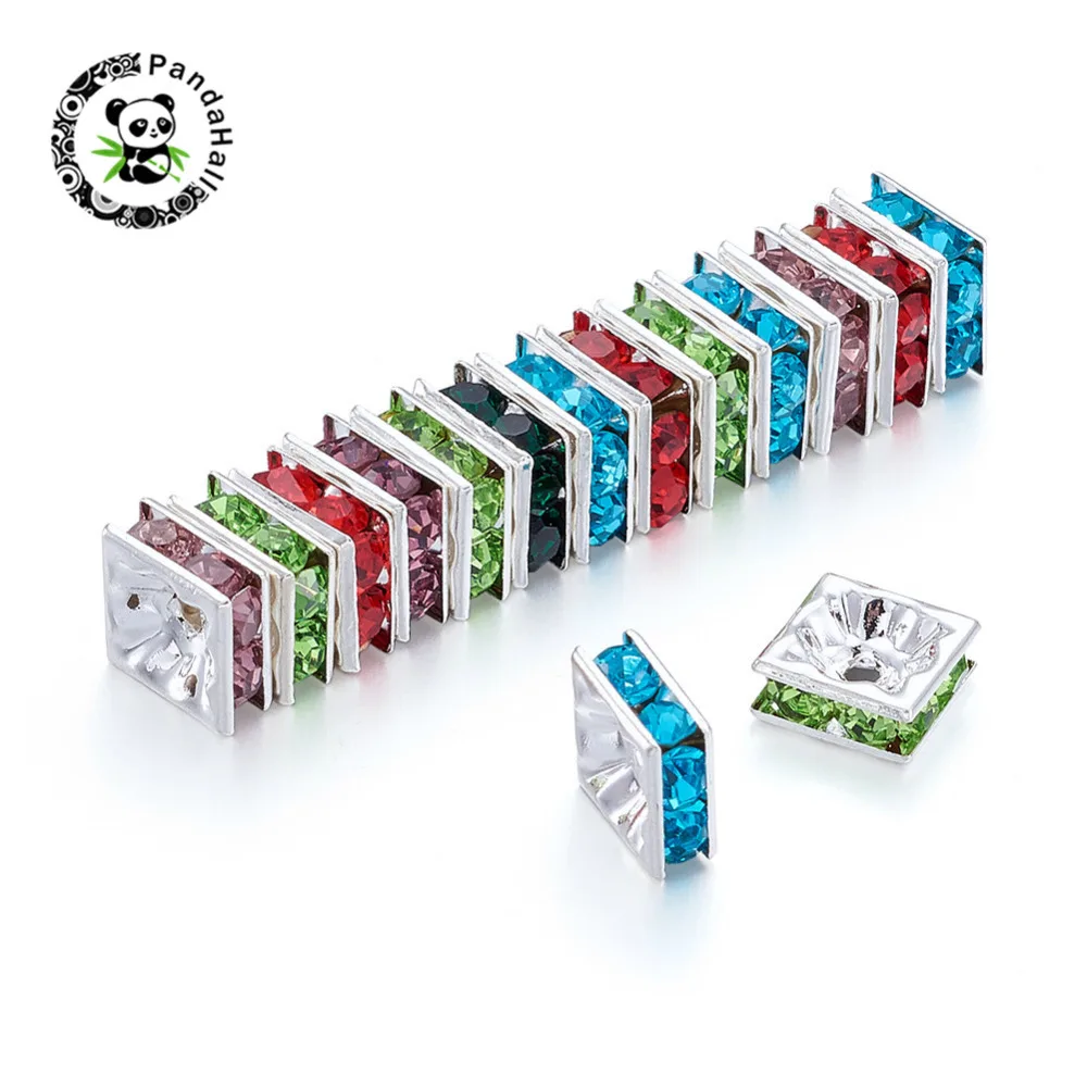 Квадратные бусины разделители для бижутерии золотистые черные 6 мм 8 100