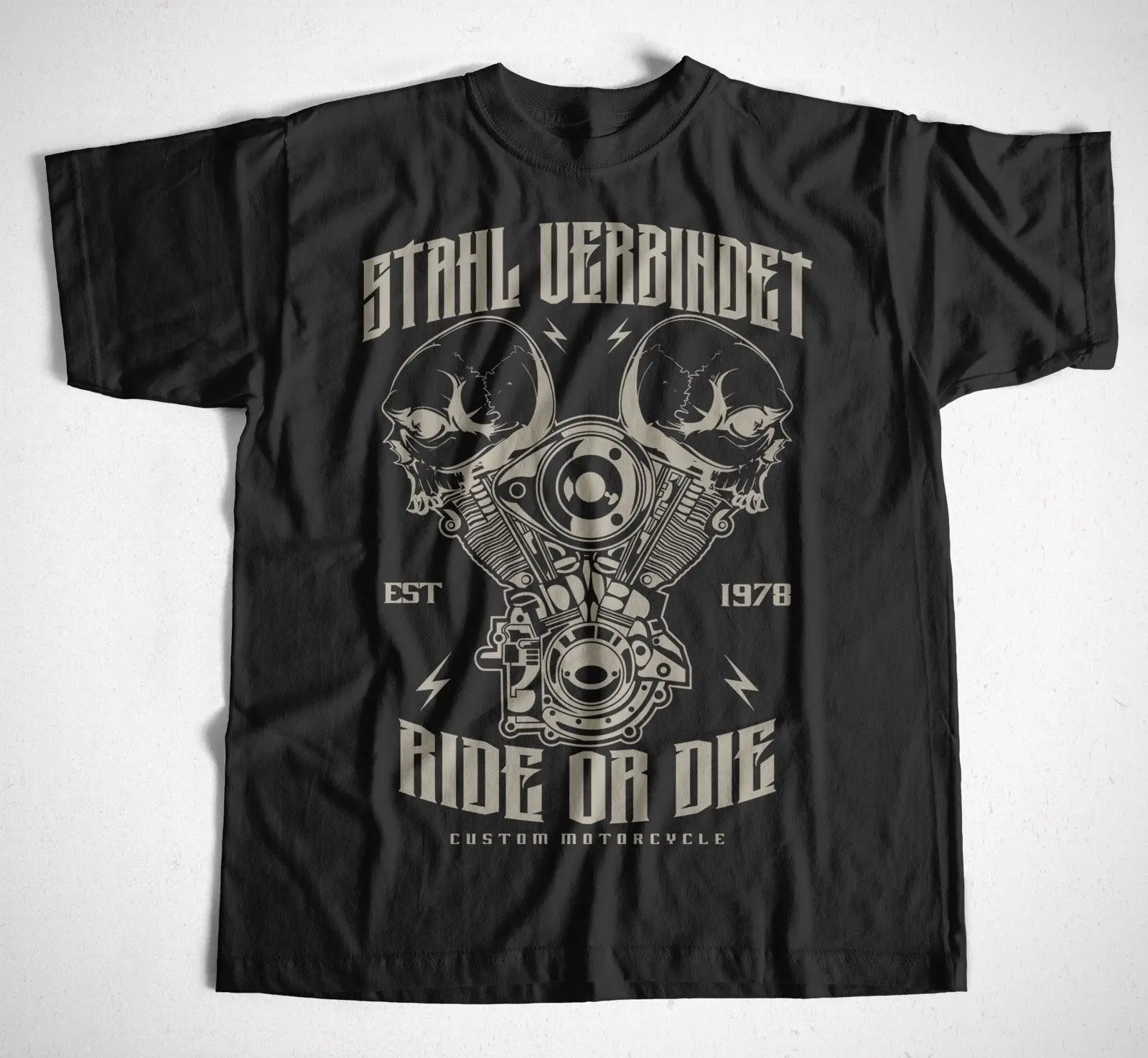 

Funny O Neck T Shirt T-Shirt Stahl Verbindet S-4Xl Motorrad Bikeer Rocker Chopper Biker Route 66 Summer Tee Shirt