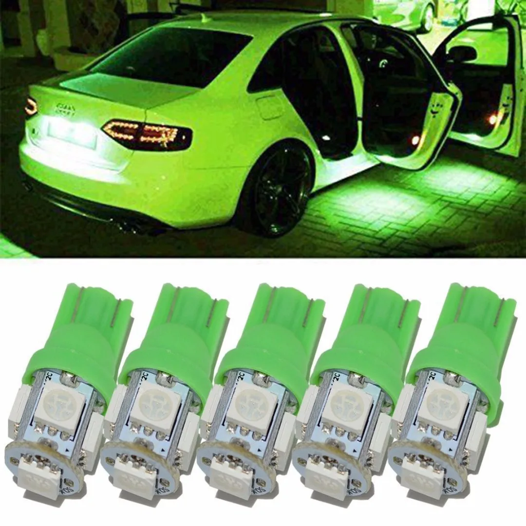 5 шт./лот зеленый T10 192 168 W5W 5050 5SMD светодиодный автомобильный интерьерный