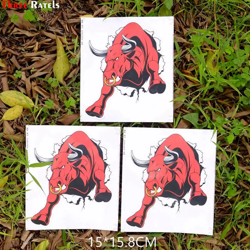 1295 red 3 pieces Three Ratels TZ-176 17.4*10см 1-5шт стикеры Красный Гневный Бык наклейки на авто наклейка для авто Наклейки - Название цвета: 1295 red 3 pieces
