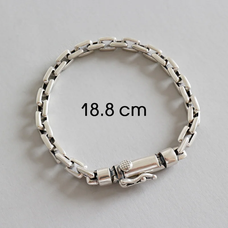 18.8 cm F.I.N.S настоящий 925 пробы серебряный браслет простые женские мужские браслеты с шармами браслеты Цепочка браслет серебряная бижутерия - Окраска металла: 18.8 cm