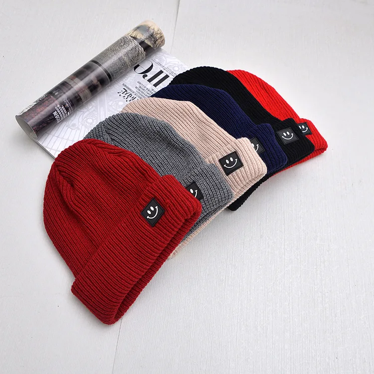 1-8 Years Old Baby Boy Girls Knit Hat Autumn Winter Warm Caps Cotton Children Kid Cuffed Outdoor Skullies Smile | Детская одежда и
