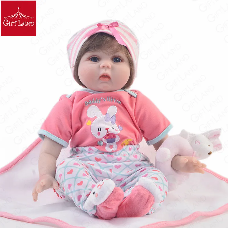 Кукла Reborn Baby 22 дюймов Розовая кукла мягкая хлопковая милая с кроликом принцесса