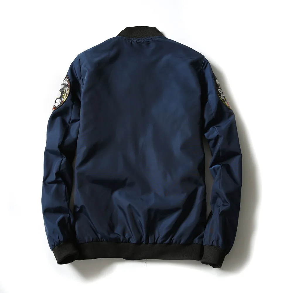 2017 китайский стиль вышивка мода воротник тонкий курточка бомбер мужские и