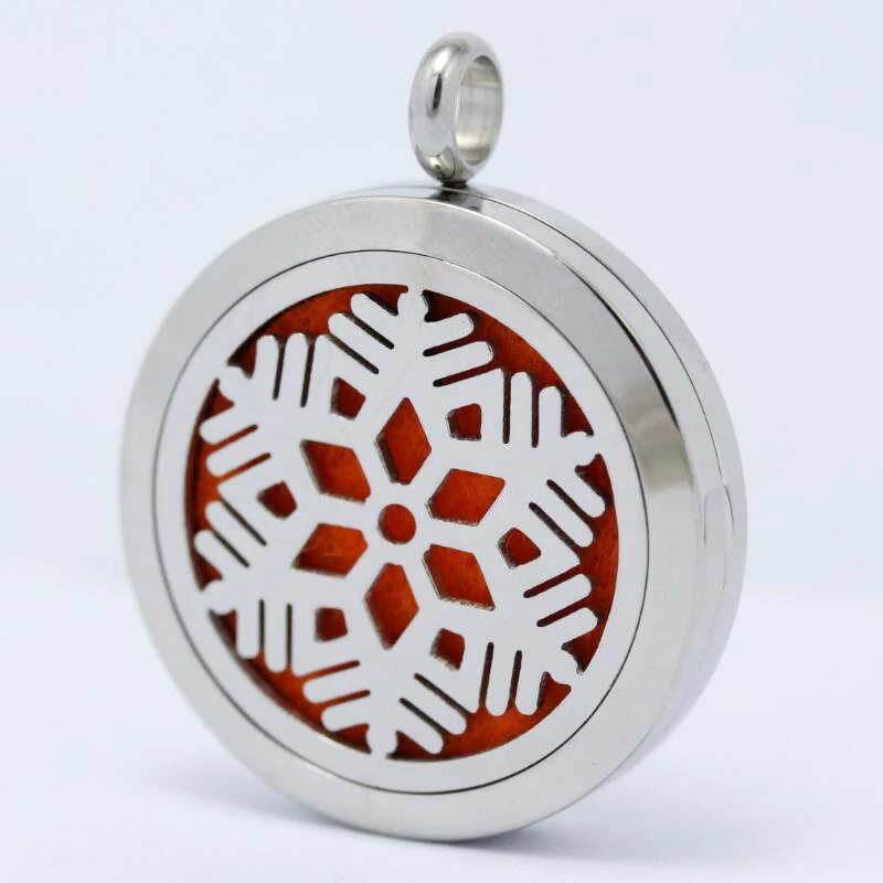 

2016 New Stainles Steel Christmas Snowflake 30mm Aromatherapy/Essential Oil Diffuser Perfume Locket Pendant (Without Chain)