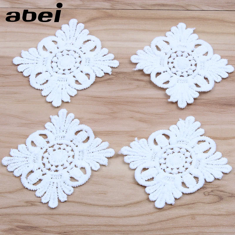 20pcs/lot Knitted Flower Lace Applique Trims for Garments Accessories Mesh Guipure Lace Fabric DIY Patchwork Craft