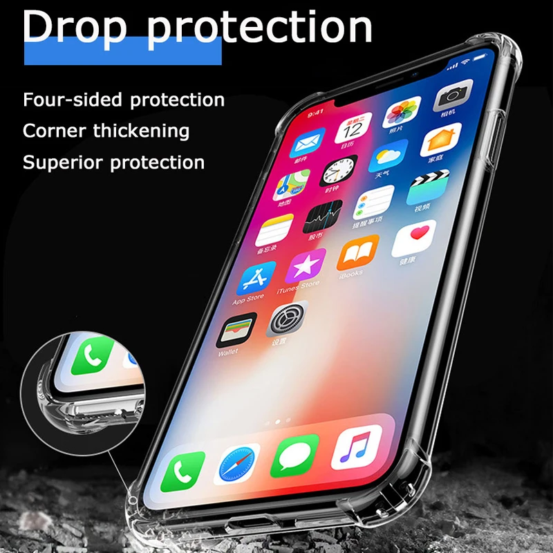 ROSINOP Airbag Transparent TPU Case For iphone 7 6 8 Original Anti-knock Soft Full Covers xs max x xr |