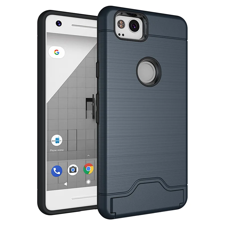 S&ampJ Google Pixel 2 Fashion Heavy Duty Protect with Kickstand and Card Pocket Cell Phone Case for |