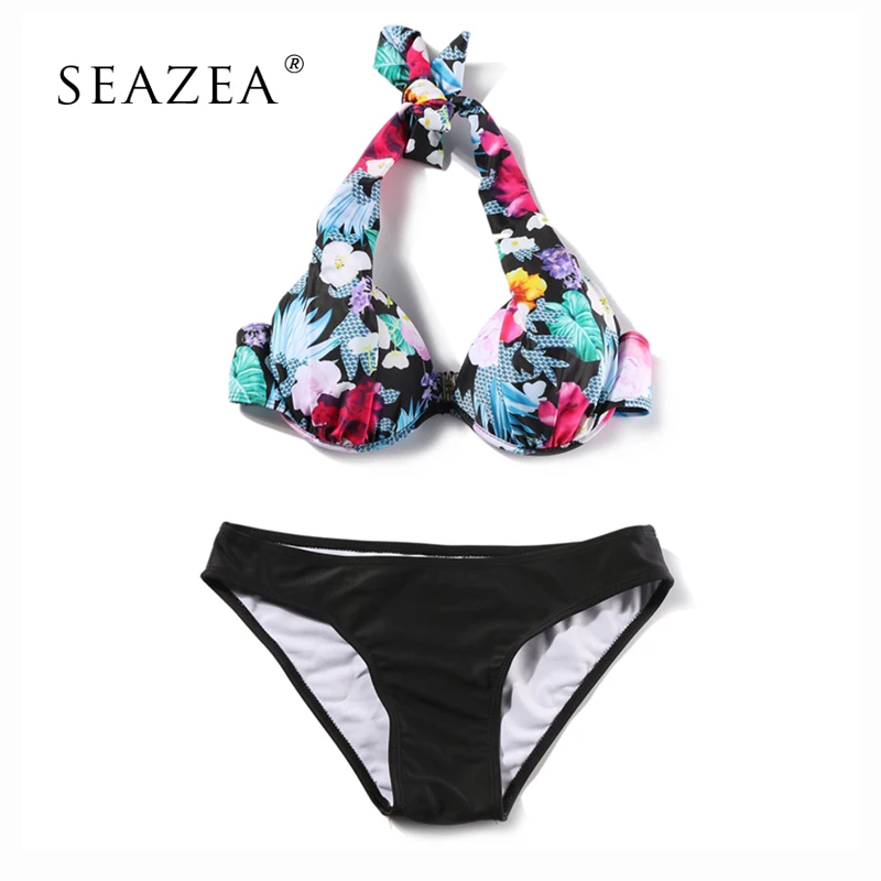 Seazea 2018 New Sexy Bikinis Push Up Swimsuit Women's Swimwear Bikini Set Beach Wear Print Vintage Bathing Suits Female Biquini |