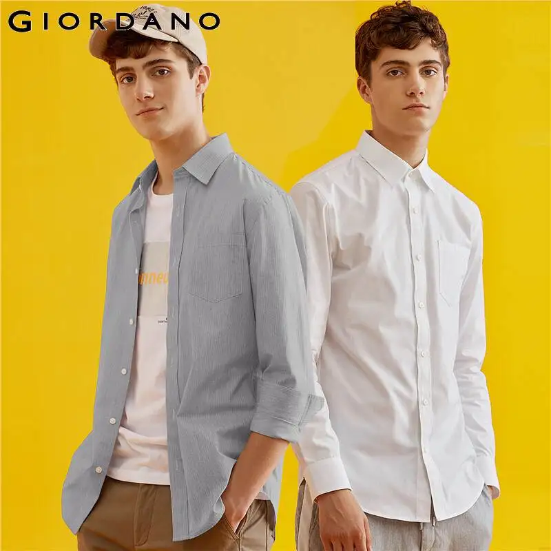 Giordano две мужские повседневные рубашки с длинными рукавами из slim fit имеется