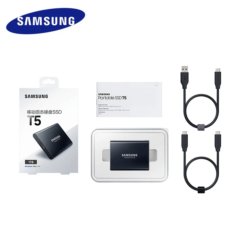SAMSUNG портативный внешний SSD T5 USB3.1 USB3.0 250GB 500GB 1 ТБ жесткий диск внешний твердотельный накопитель HDD безопасный