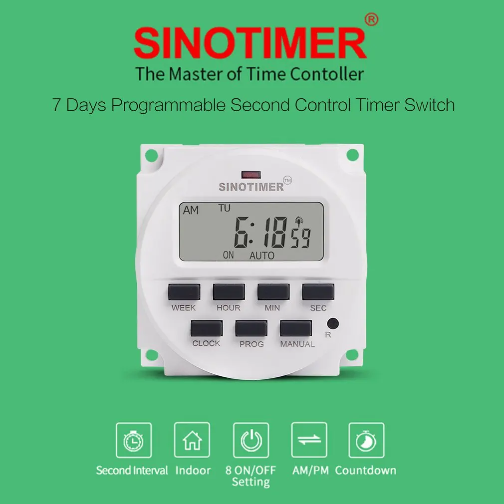 SINOTIMER 12V Weekly 7 дней программируемый цифровой реле времени таймер управление для