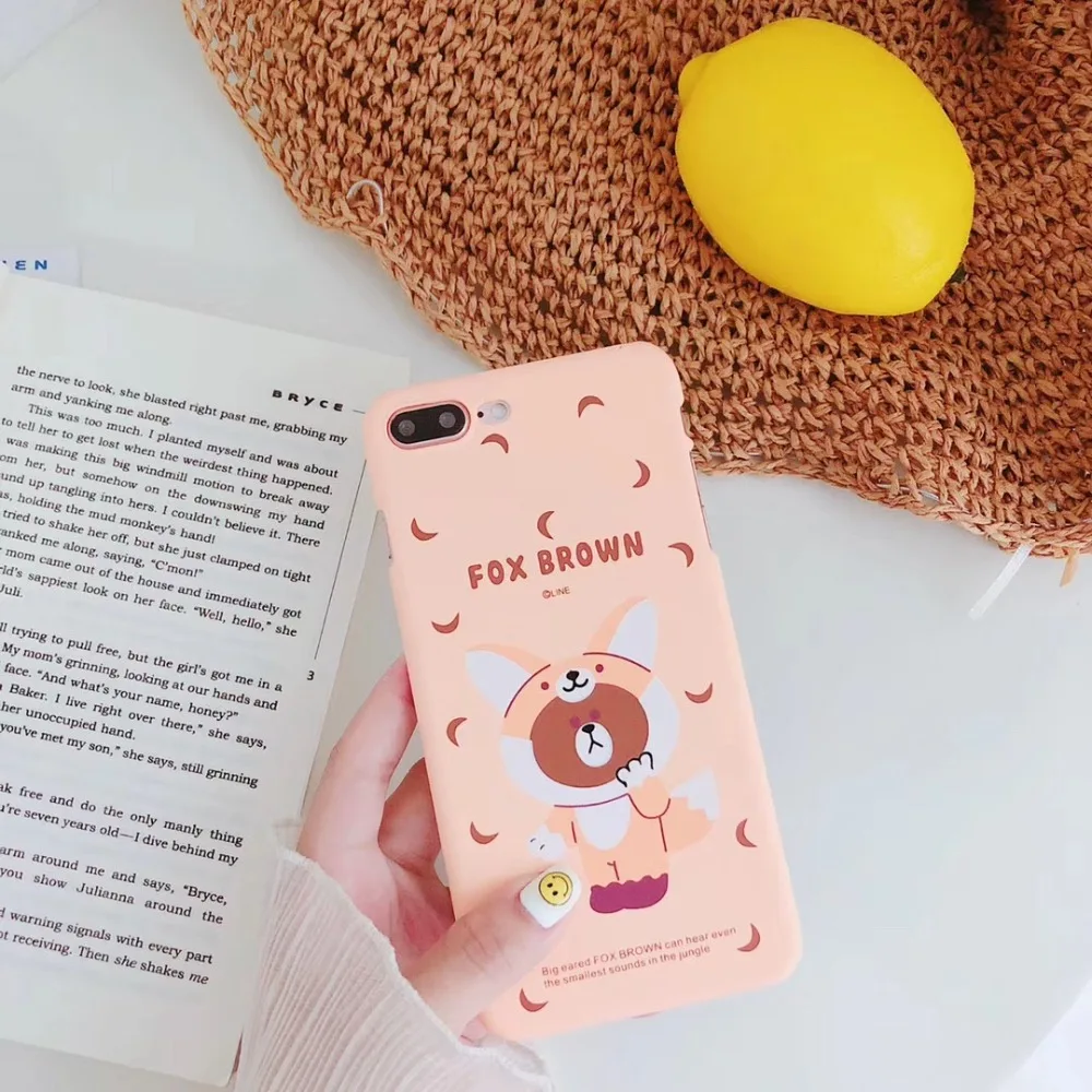 HoterTek Fashion Candy colors Matte Cartoon Bear Half Pack Hard Phone Shell For iPhone 6 7 plus iphone 8 Plus X |