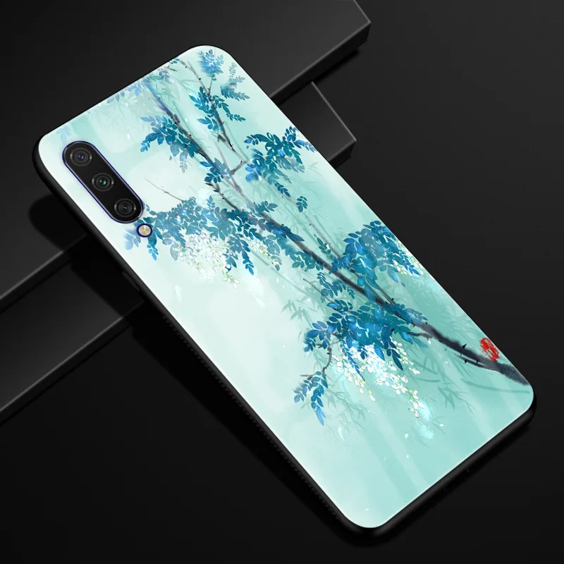 Чехол для Xiaomi Mi CC9 чехол из закаленного стекла с цветами жесткие стеклянные Чехлы