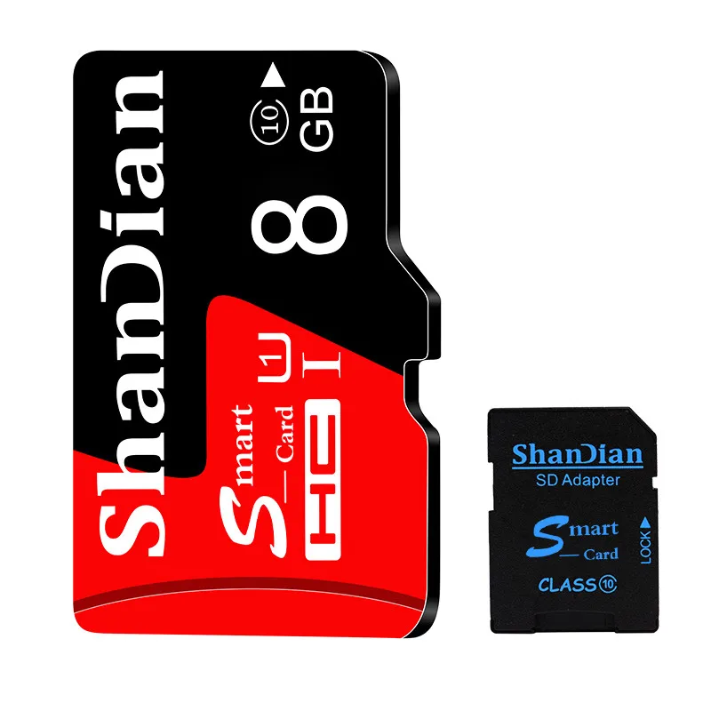 8 Гб Shandian Высокое качество Micro SD карта 4 ГБ 8 ГБ 16 ГБ 32 ГБ 64 Гб карта памяти TF карта Бесплатный SD адаптер Розничная упаковка - Емкость: 8 Гб