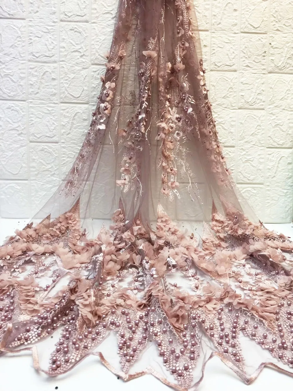 Королевский синий вышитый бисером 3d цветок кружева вышитые камни африканская