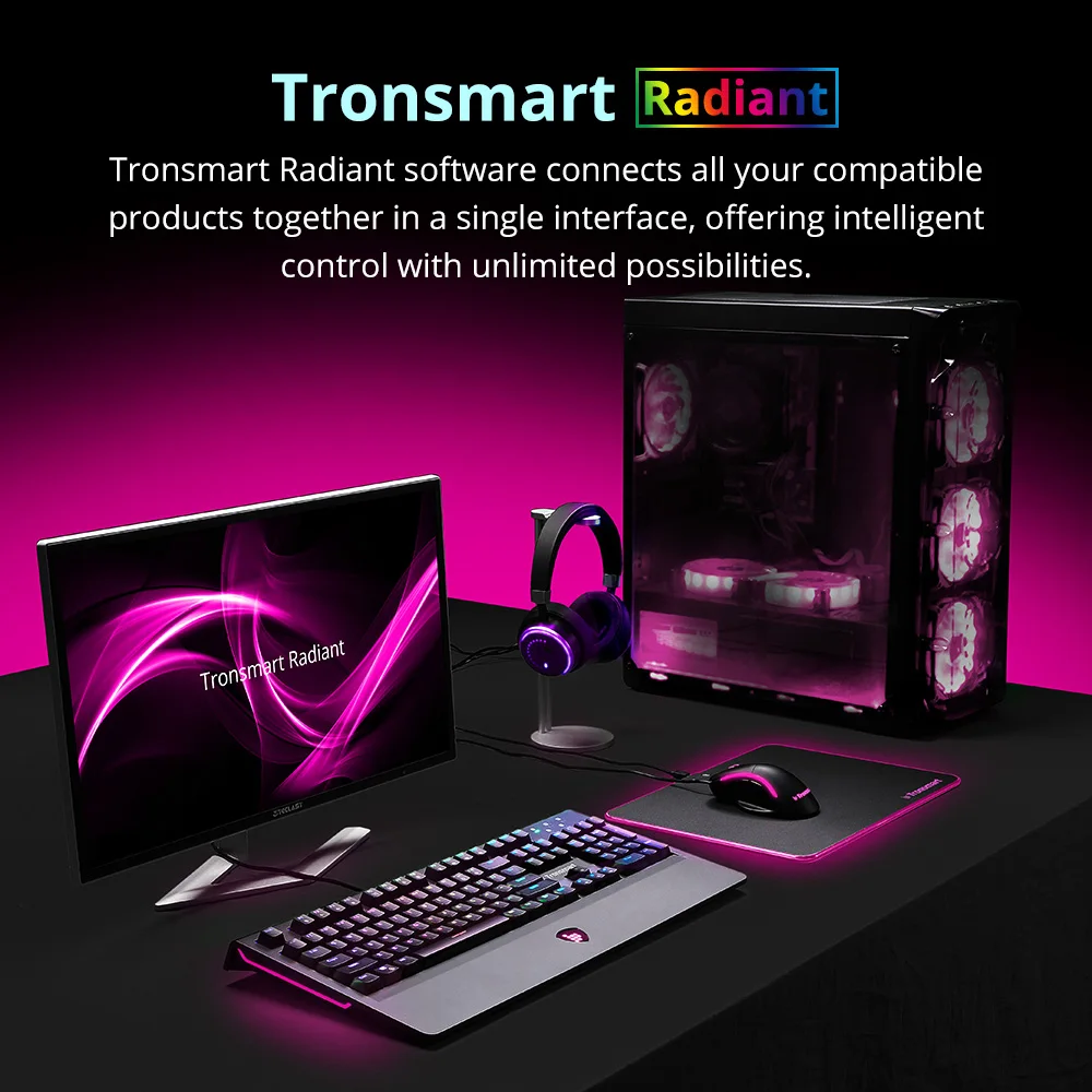 Tronsmart TK09R механическая клавиатура игровая клавиатура USB клавиатура 104 клавиша с RGB подсветкой, макро, синие переключатели для геймера, dota 2