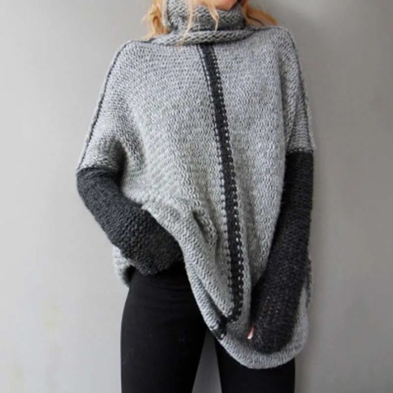 TANGNEST/Для женщин Лоскутная Свитер с воротником осень 2017 г. европейской моды теплый