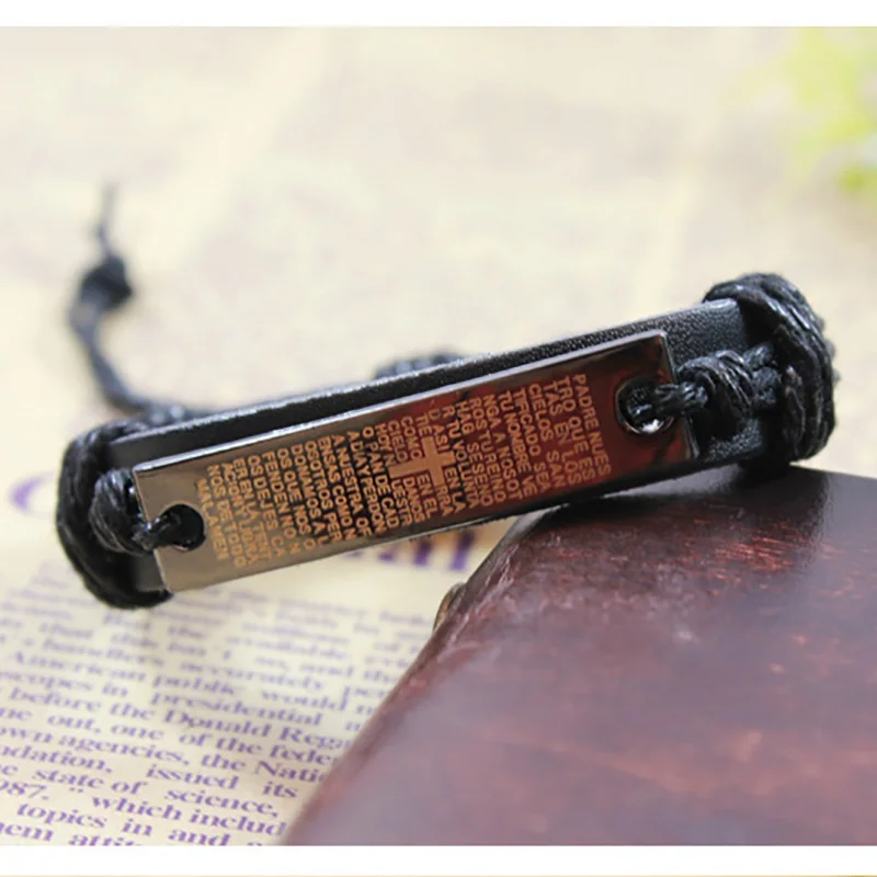 Мужские браслеты из кожи с крестом Браслет манжета женские регулируемым