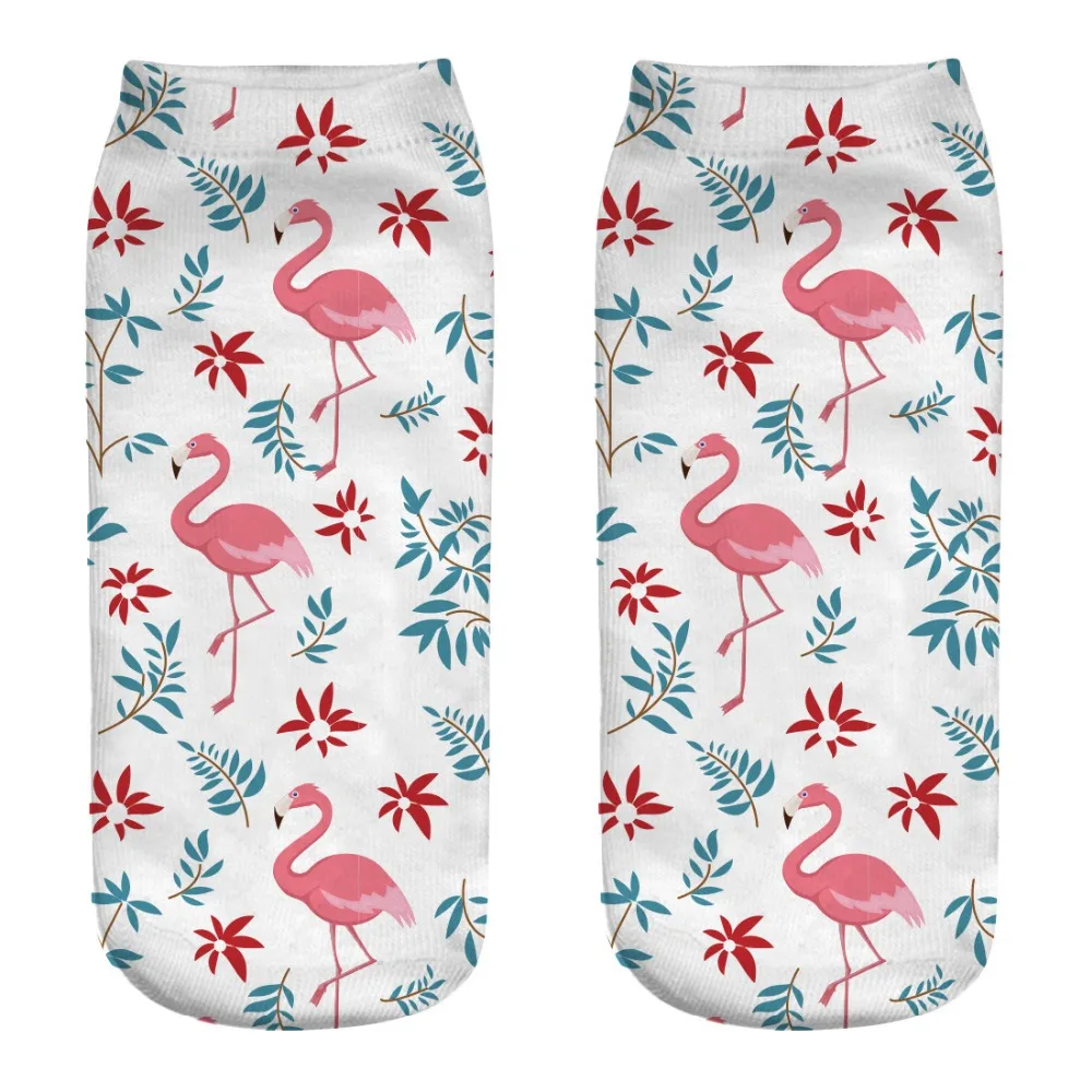 2019 New Funny 3D Flamingo Prints Women Socks Cute Girls Sock Fashion Sox Short Ankle Female Cartoon Lovely Animals | Женская одежда