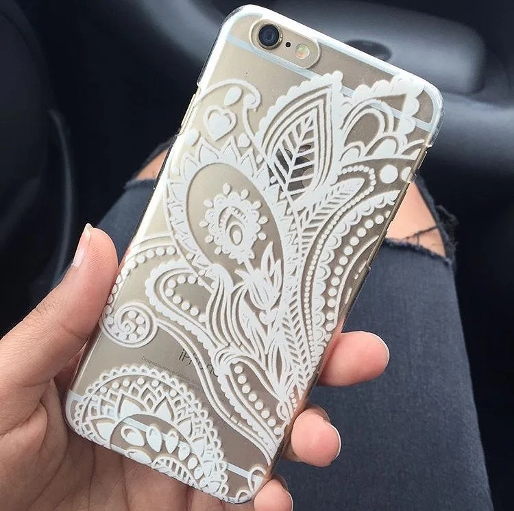 Модный цветочный Мандала белый Хна Дизайн чехол для телефона iPhone 5 5S SE 6 6s Plus 7 XR XS Max