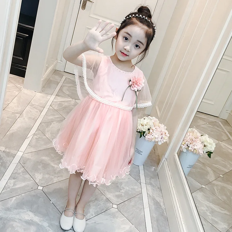 Teenager Shawl Princess Dress Summer Solid Lace Wedding Party Dresses Baby Girls Clothes Children Clothing 2018 Toddler Kids | Детская