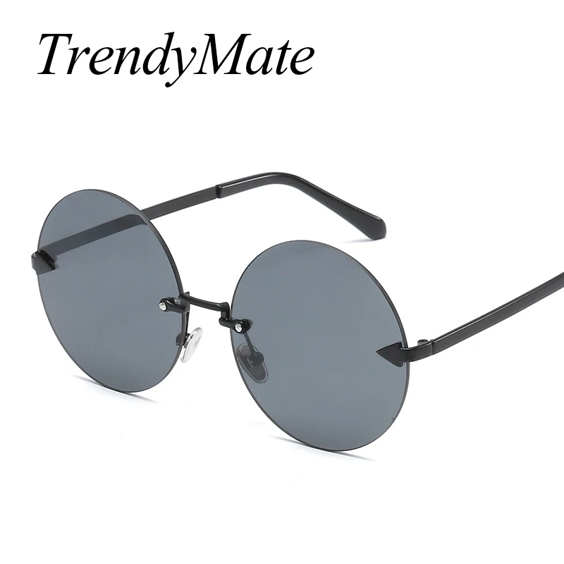 2017 Круглые Солнцезащитные очки без оправы для женщин вечеринок UV400 металлическая