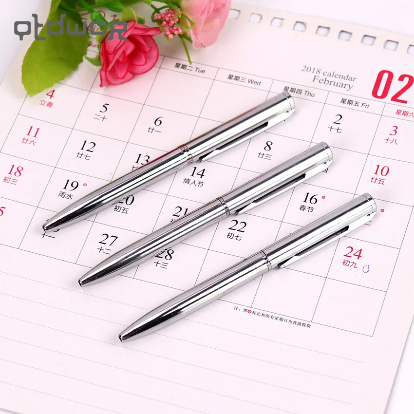 

1PC Fashion Exquisite Brief Signing Pen Mini Metal Ballpoint Pen Rotating Pocket Size Pen Portable Ball Point Pen