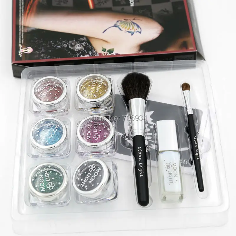 Набор для временного тату набор боди-арта с блестками 6 видов цветов | Красота и