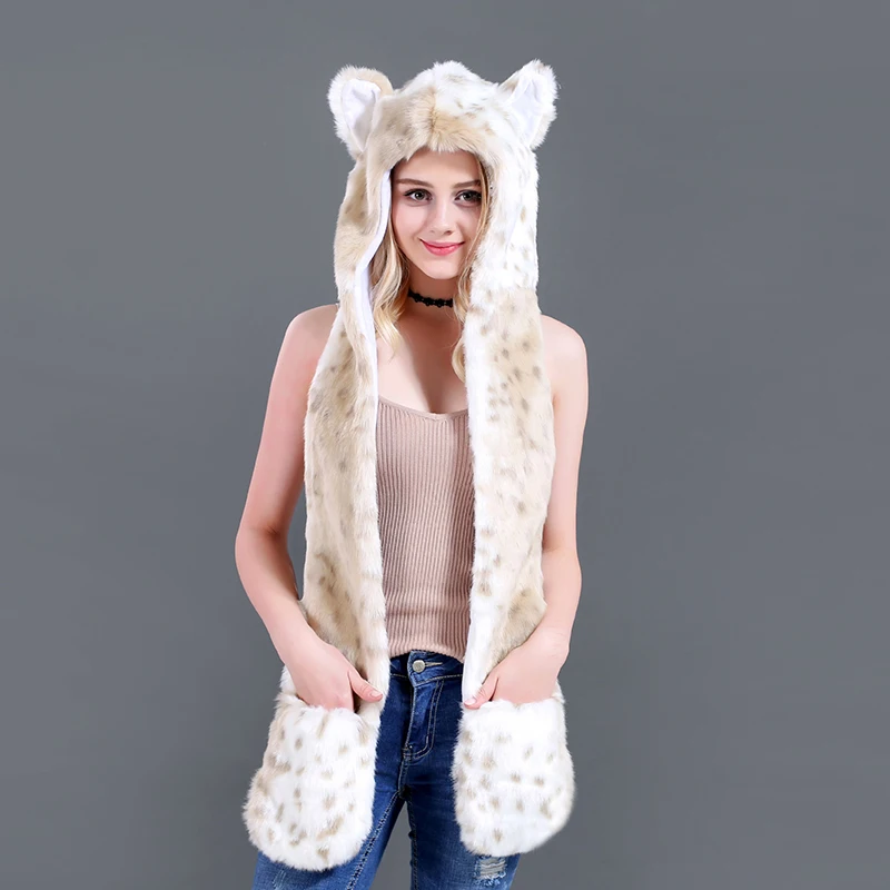 Новая модная шапка из искусственного меха забавная меховая с мультяшным