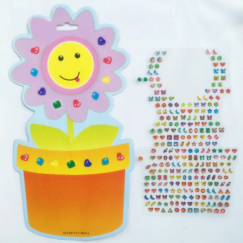 4 листа/комплект Дети милый стикер Kawaii наклейка на холодильник DIY серьги мультфильм кристалл награда наклейка в школу для детей