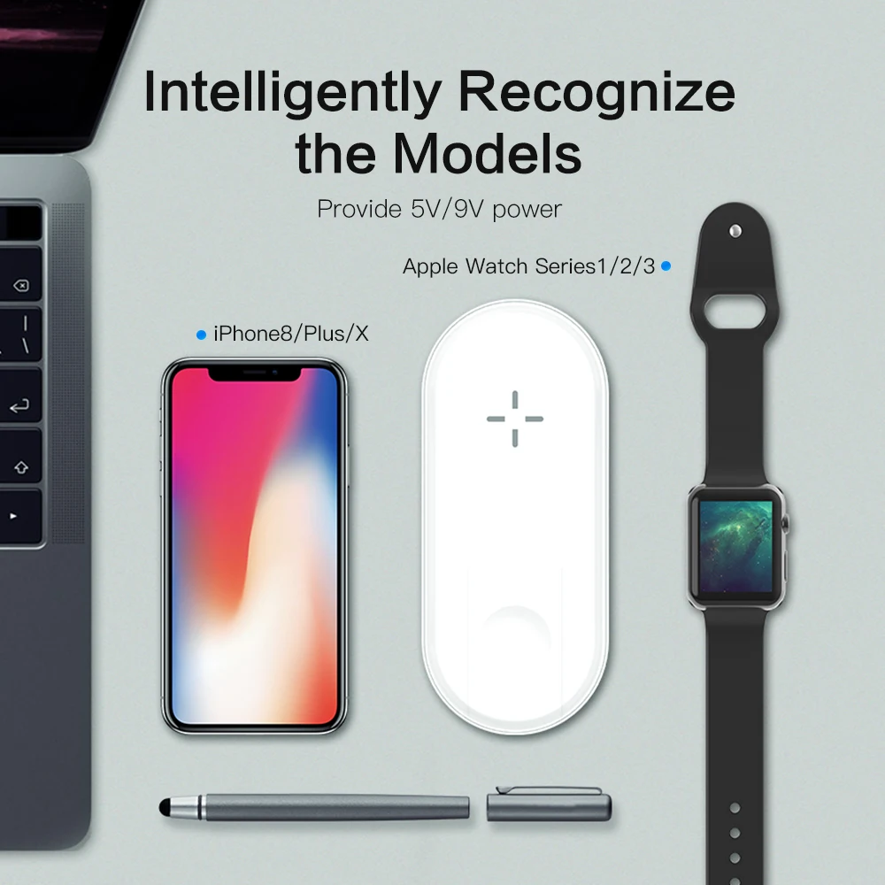 SIKAI 2 в 1 беспроводная зарядная панель для Apple Watch 4/3/2/1 обновленная версия быстрая