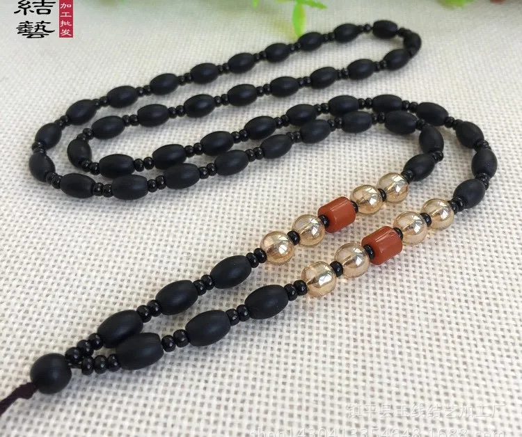 Новое высококачественное Черное Матовое ожерелье с бусинами шнур wampum цепь |