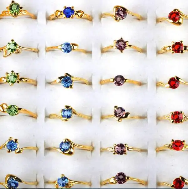 20 штук Ювелирные Много Разноцветные Циркон Кристалл Rhinestone Золото P Кольца
