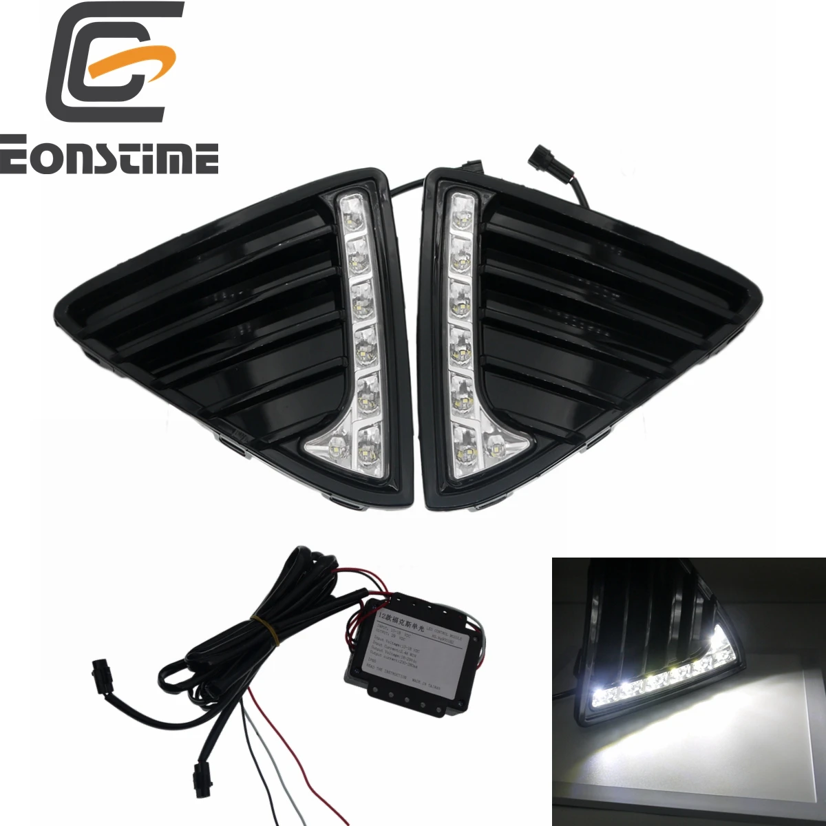 Eonstime  For Ford Focus 3 MK3 2012 2013 2014 DRL Daytime Running Lights 12V LED Daylight Fog lamp dimming style Relay