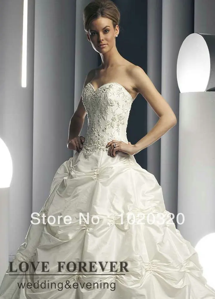 Ball Gown Ivory Embroidery Corset Body Hot Sale Modest Wedding Dress Taffeta | Свадьбы и торжества