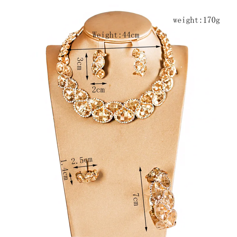 Комплект из колье серёг кольца и браслета с кристаллами|Ювелирные наборы| |