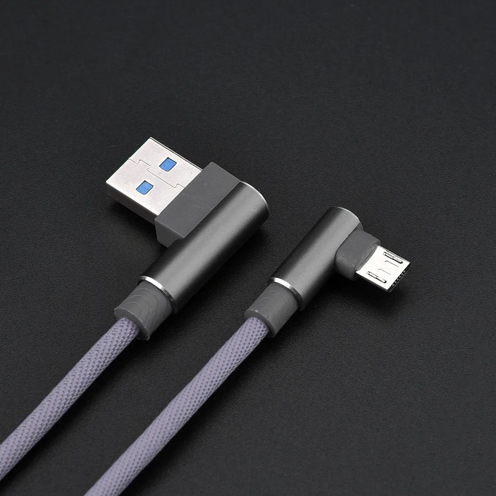 1 м Micro USB телефонный кабель 90 градусов под углом L форма V8 USB 2,0 зарядный кабель для передачи данных для телефона универсальные телефонные кабели# YL5