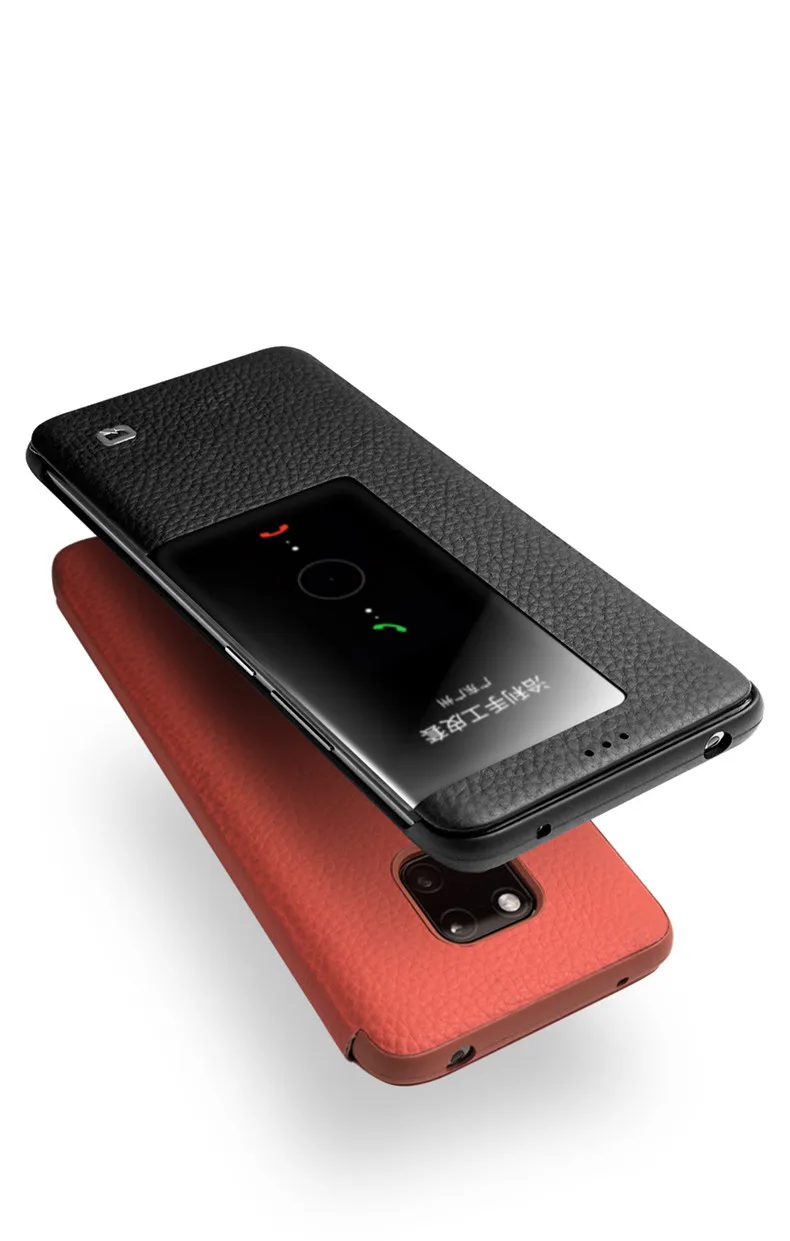 QIALINO Ультратонкий чехол-книжка из натуральной кожи для huawei mate 20 Pro, Роскошный чехол для телефона с умным обзором для huawei mate 20 X