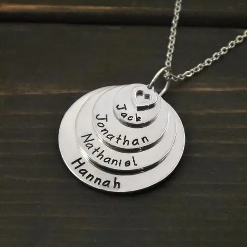 2018 новый дизайн на заказ любое слово ожерелье Персонализированные стек диск имя