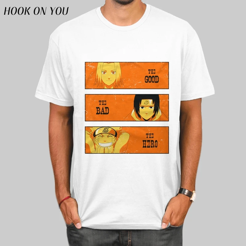 Мужская футболка с принтом аниме Наруто Узумаки летняя повседневная коротким