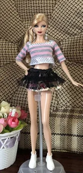 Летняя одежда набор рубашка джинсы брюки платье костюм для 1/6 BJD ST FR Кукла Синьи Барби, одежда куклы - Цвет: Серебристый