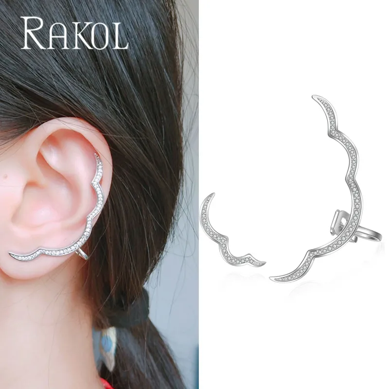 RAKOL, модные серьги-гвоздики с кубическим цирконием и цветами, асимметричные для ушей, для женщин, белый кристалл, свадебные серьги, ювелирные изделия RE0530K