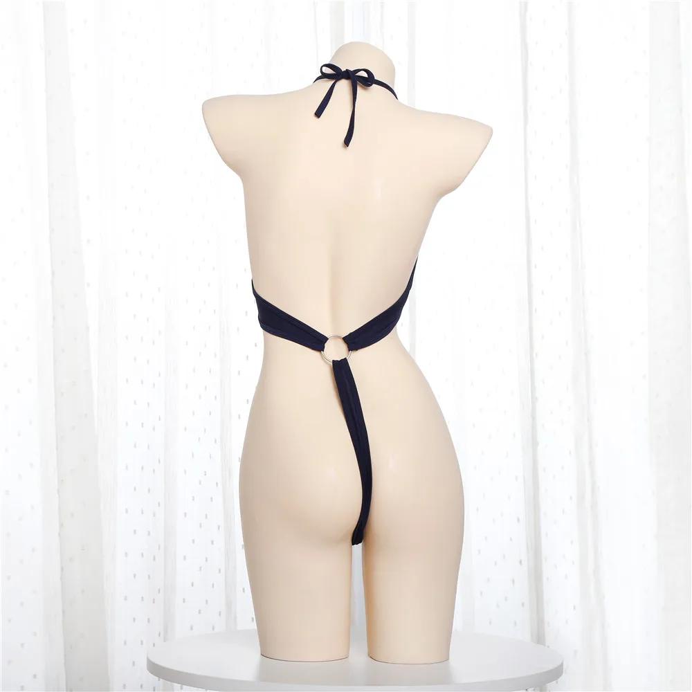 Бикини 2019 пикантные с подвесным воротником кружевные стринги металлическим