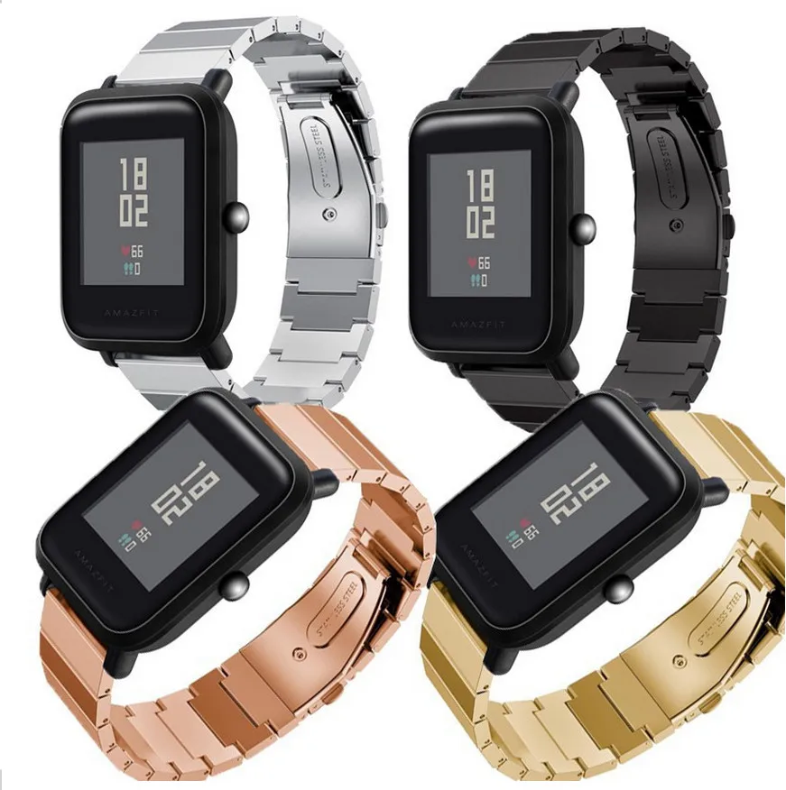 Новый металлический браслет из нержавеющей стали для смарт часов Xiaomi huami Amazfit